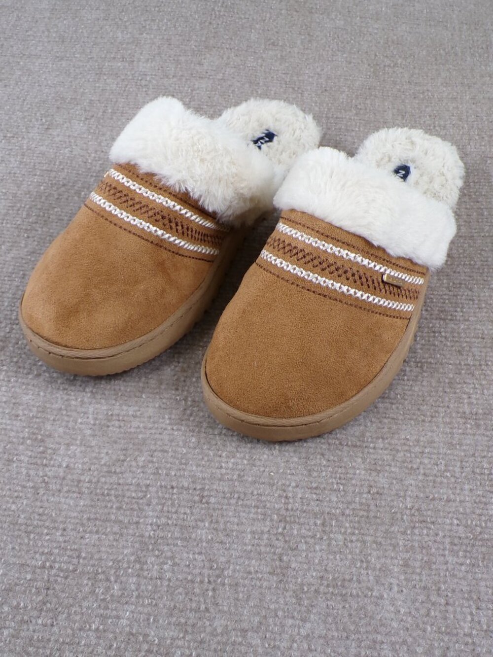 Nautica Faux Fur Micro-Suede Mule Slippers | Men’s Medium | Brown Cozy - Picture 4 of 11